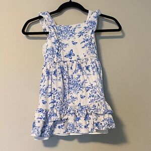 btween White and Blue Floral Dress with Lace Detail